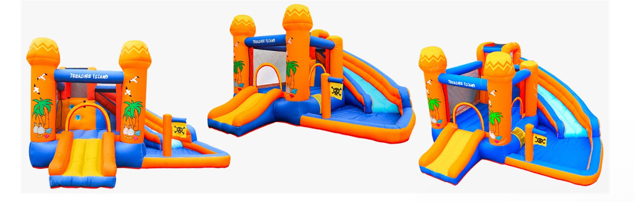 AOOU Kids Inflatable Bounce House w/450W Blower, Kid Bouncer & Water Slide 2 in 1, Outdoor Bouncy Castle Water Park